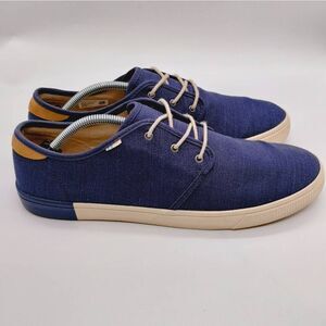 Tom's Oceana Heritage Canvas Carlo Vegan Sneakers Mens Size 12 Blue Casual Shoes